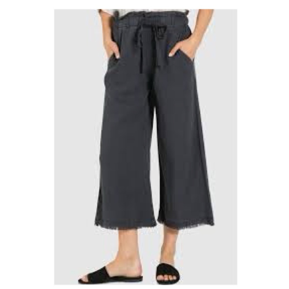 Magaschoni Cropped Mesh Linen Wide Leg Palazzo Flowy Pants Size Small - Picture 1 of 6